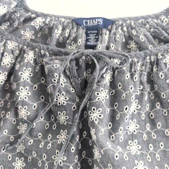 Chaps Eyelet Embroidered Boho Peasant Gypsy Tunic Top Women's XL - Picture 9 of 9